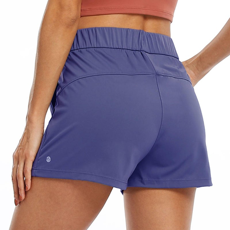 Willit Womens Athletic Hiking Running Shorts for Women Yoga Workout Gym Quick Dry Shorts with Pockets Denim Blue L - Image 3